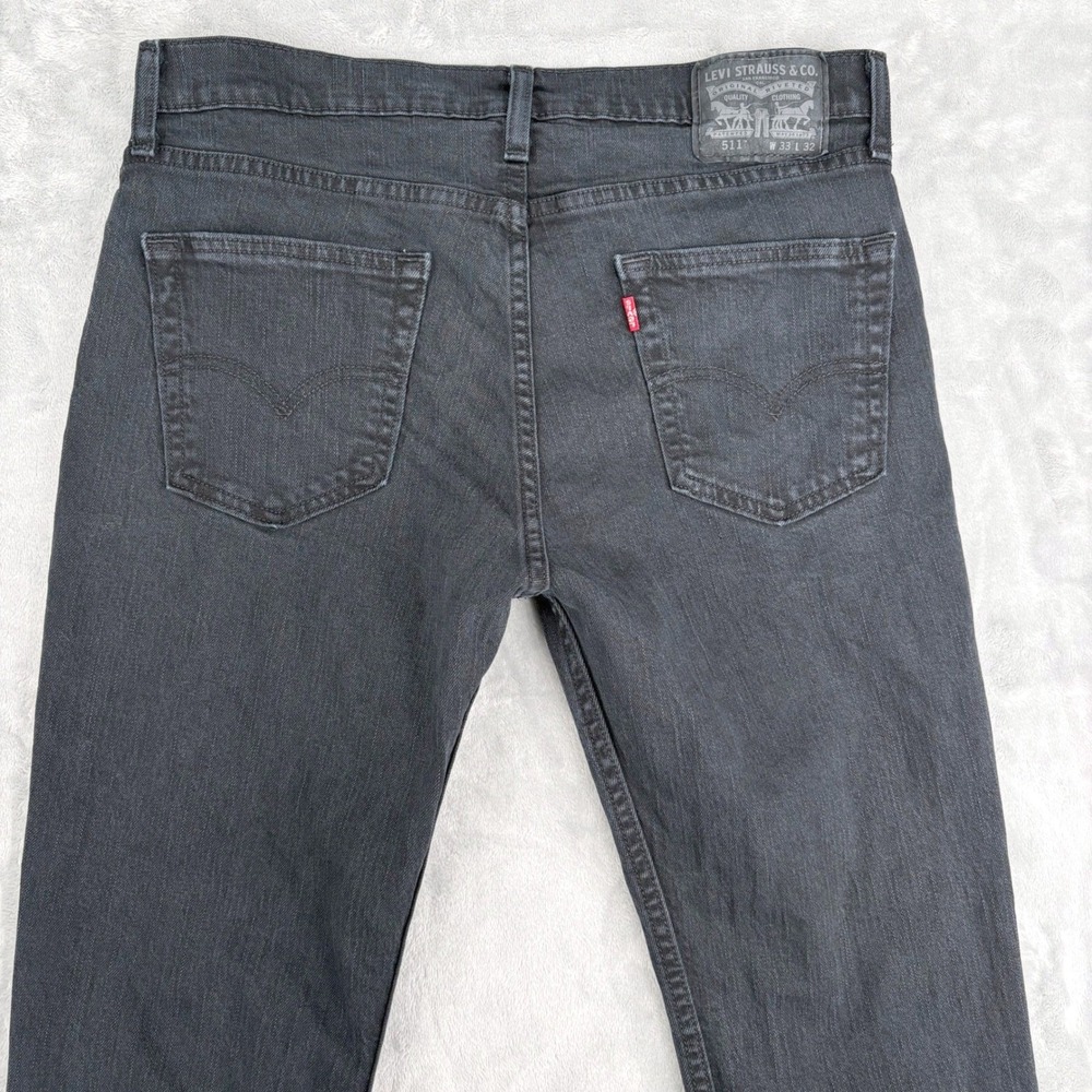 Levi's Jeans Mens 33x32 (Fits 33x31.5) Black 511 Slim Fit‎ Dark Wash Classic